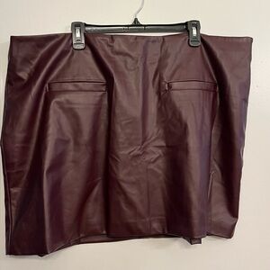 A New Day Burgundy faux leather skirt, size 22, new!
